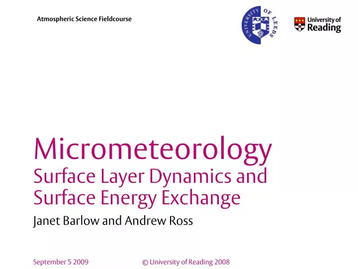 micrometeorology surface layer dynamics and surface energy exchange