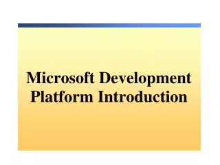 microsoft development platform introduction