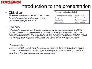 Introduction to the presentation