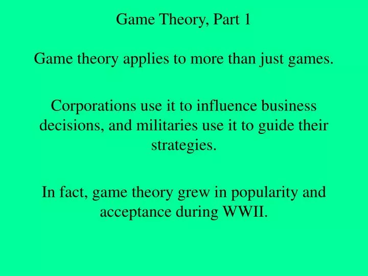 game theory part 1