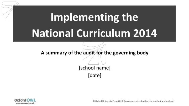 implementing the national curriculum 2014