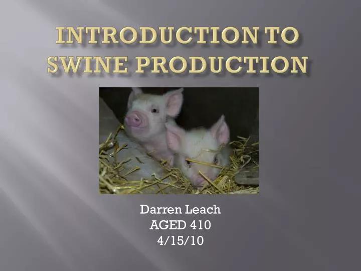 introduction to swine production