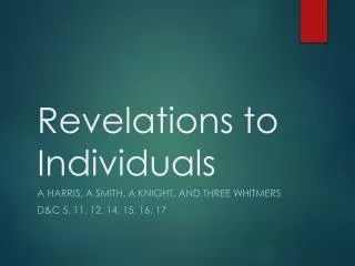 Revelations to Individuals