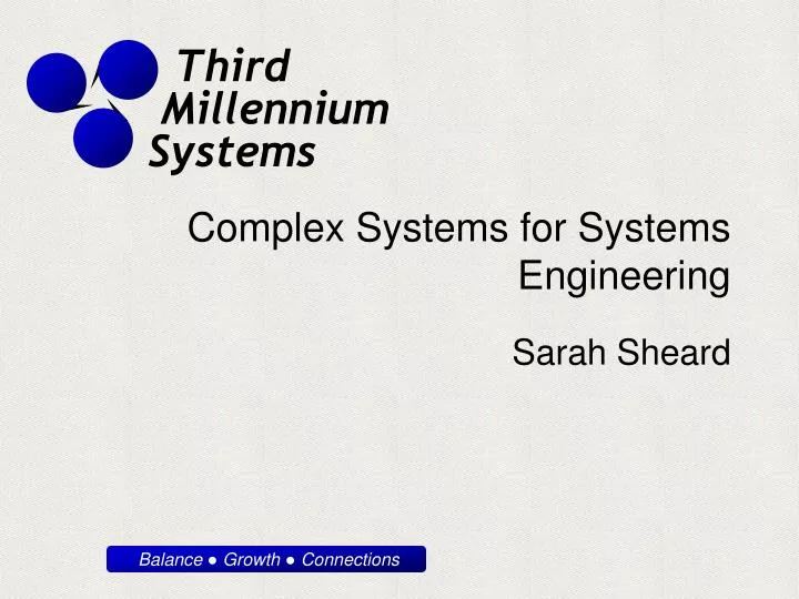 complex systems for systems engineering