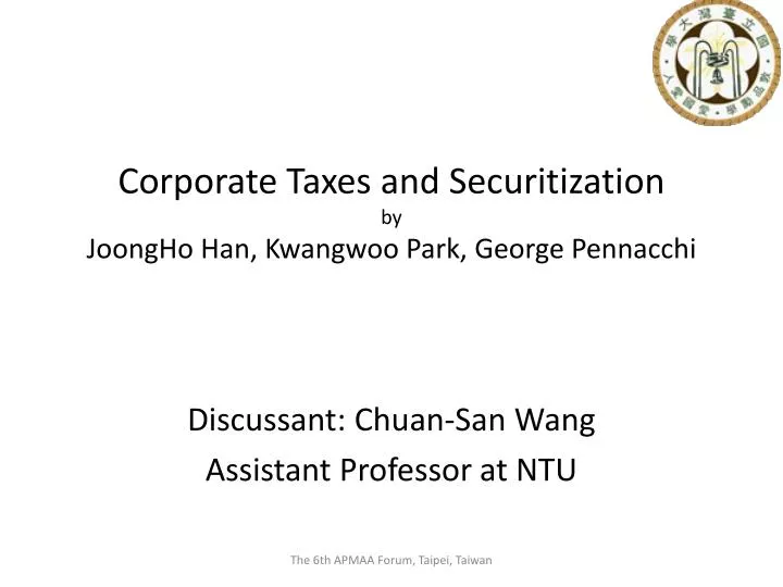 corporate taxes and securitization by joongho han kwangwoo park george pennacchi