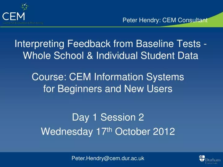 interpreting feedback from baseline tests whole school individual student data