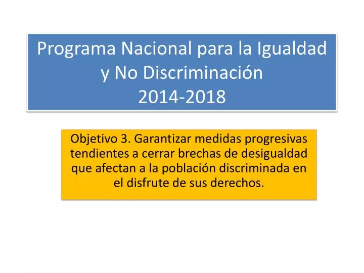 programa nacional para la igualdad y no discriminaci n 2014 2018
