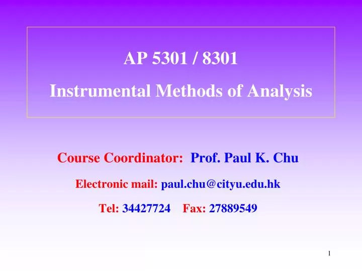 ap 5301 8301 instrumental methods of analysis