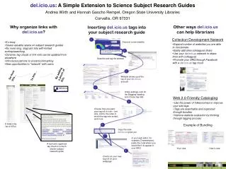 del.icio : A Simple Extension to Science Subject Research Guides