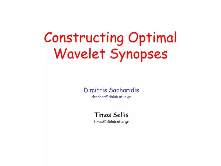 constructing optimal wavelet synopses