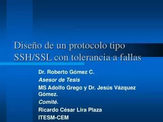 dise o de un protocolo tipo ssh ssl con tolerancia a fallas