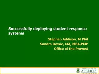 Successfully deploying student response systems