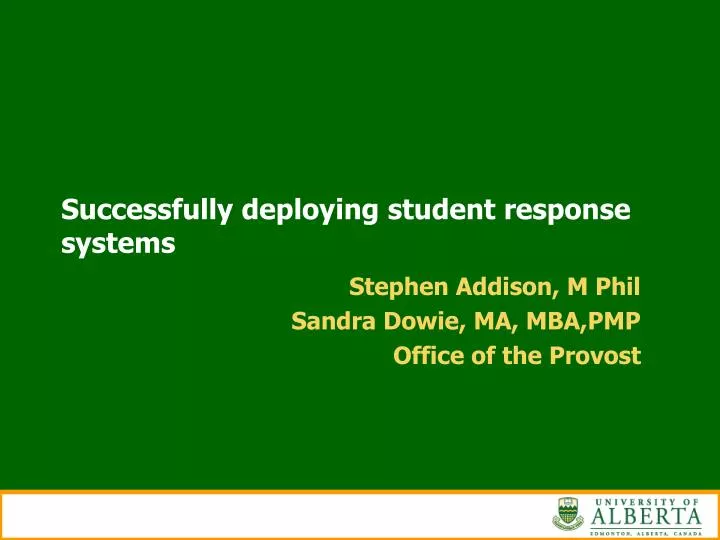 successfully deploying student response systems