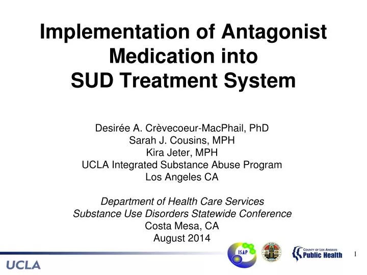 implementation of antagonist medication into sud treatment system