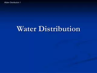 Water Distribution