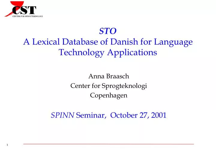 sto a lexical database of danish for language technology applications