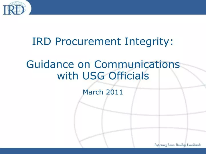 ird procurement integrity guidance on communications with usg officials