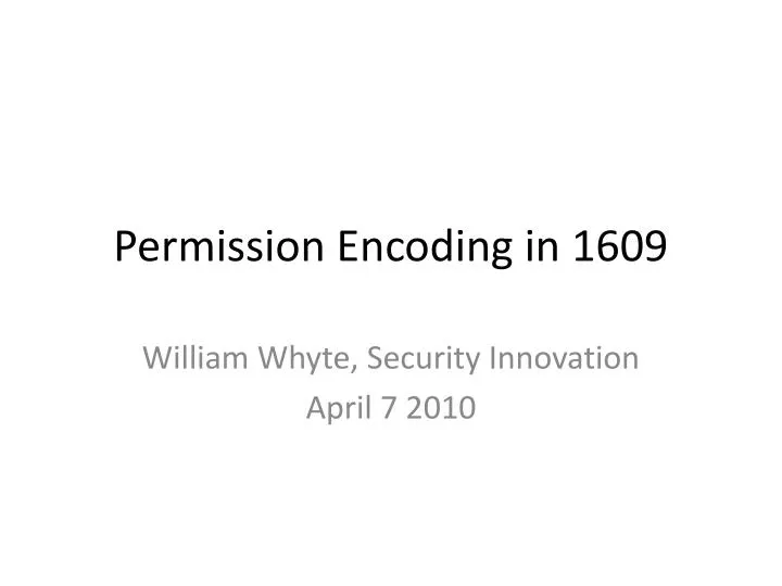 permission encoding in 1609