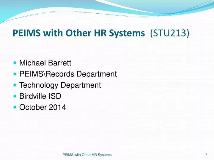 peims with other hr systems stu213