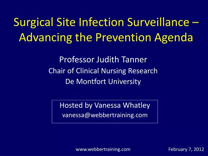 surgical site infection surveillance advancing the prevention agenda