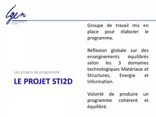 le projet sti2d