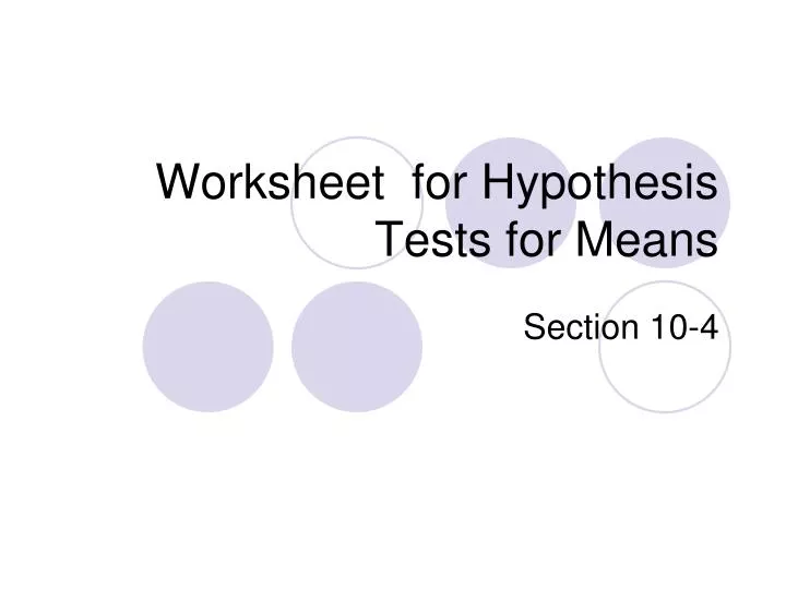 worksheet for hypothesis tests for means