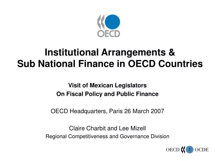 institutional arrangements sub national finance in oecd countries