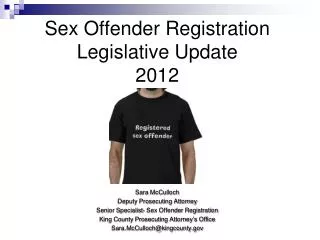 Sex Offender Registration Legislative Update 2012