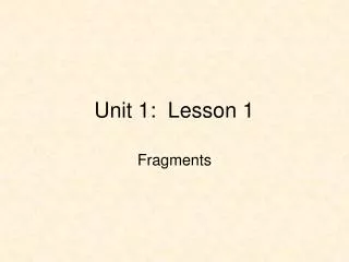 Unit 1: Lesson 1