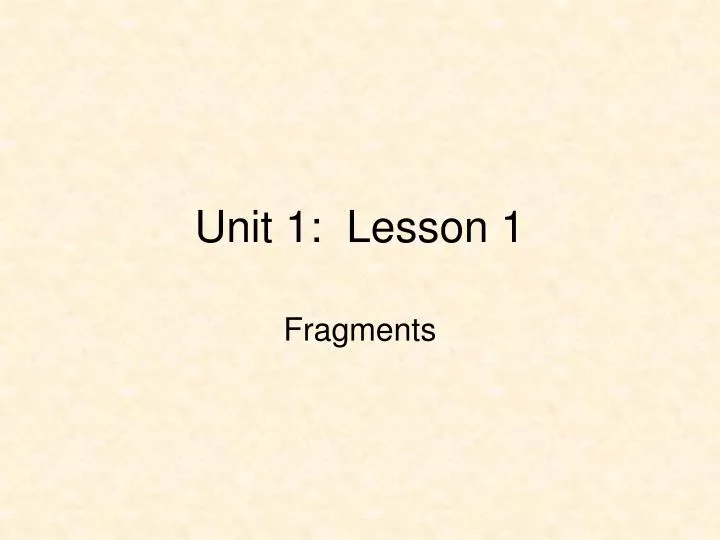 unit 1 lesson 1