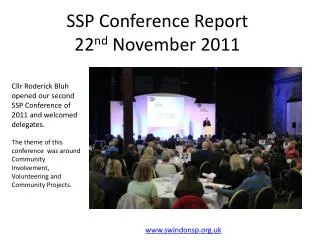 SSP Conference Report 22 nd November 2011