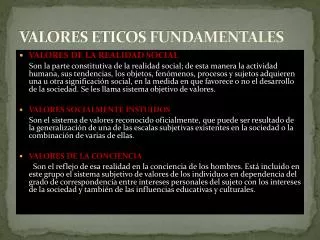 valores eticos fundamentales
