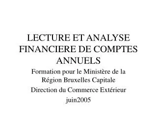 lecture et analyse financiere de comptes annuels
