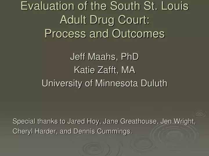 evaluation of the south st louis adult drug court process and outcomes