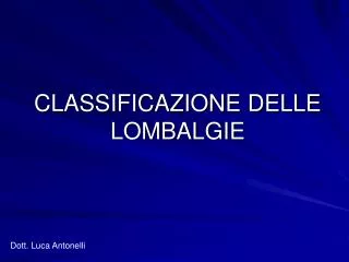 classificazione delle lombalgie