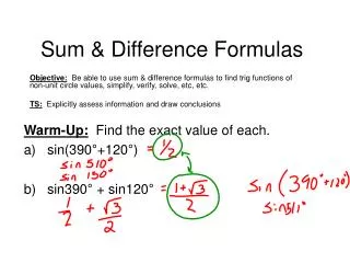 Sum &amp; Difference Formulas