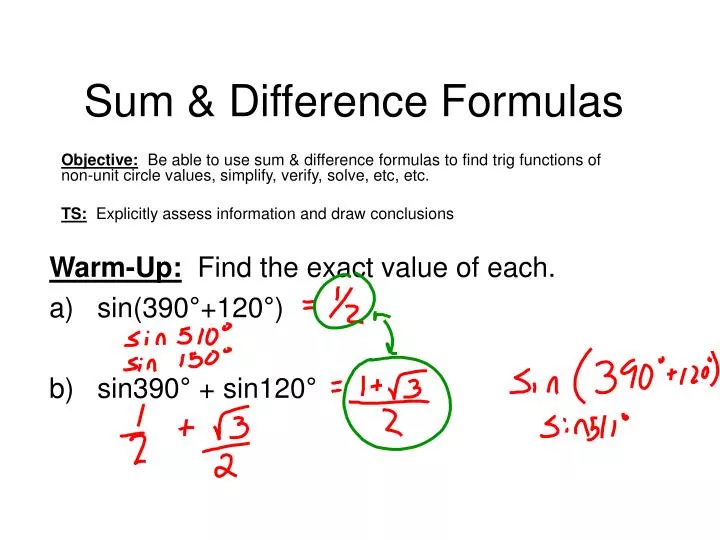 sum difference formulas