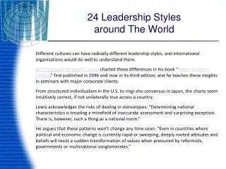 24 Leadership Styles around The World
