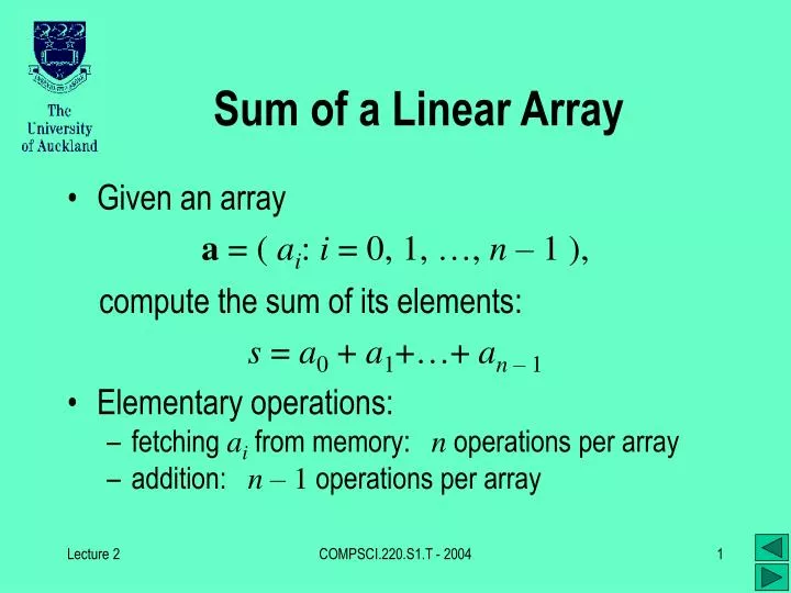 sum of a linear array