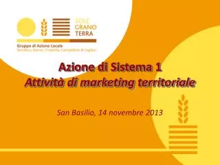 azione di sistema 1 attivit di marketing territoriale