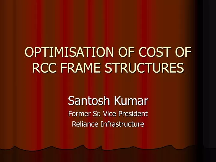 optimisation of cost of rcc frame structures