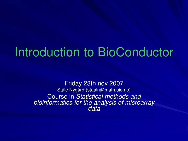 introduction to bioconductor