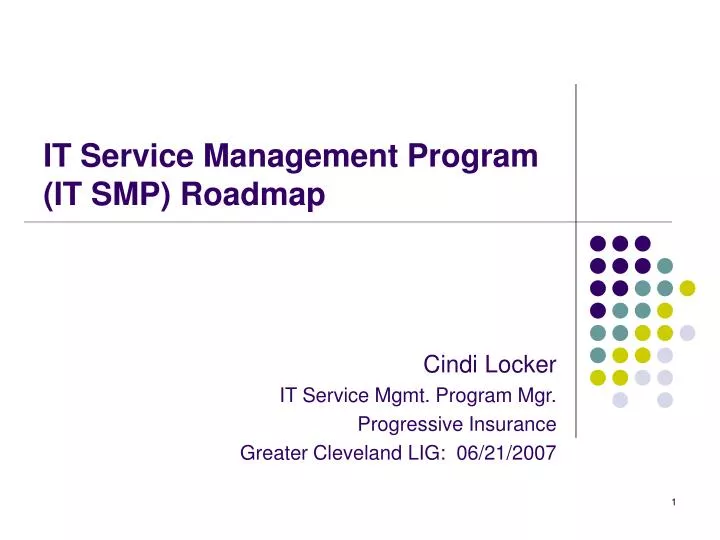 it service management program it smp roadmap