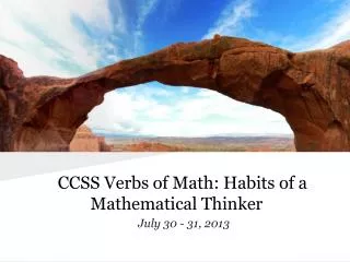 CCSS Verbs of Math: Habits of a Mathematical Thinker