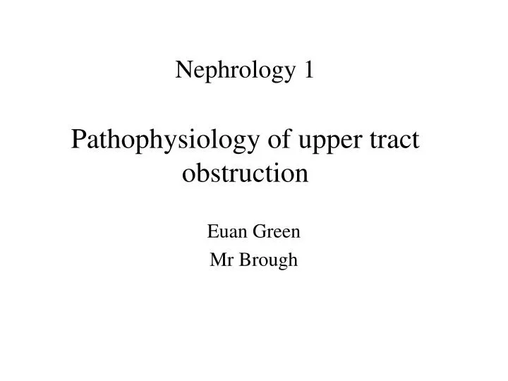 nephrology 1 pathophysiology of upper tract obstruction