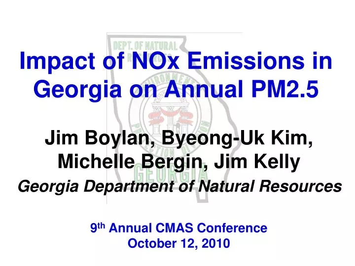 impact of nox emissions in georgia on annual pm2 5