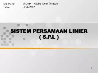 sistem persamaan linier s p l