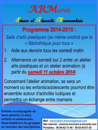 arm onie a venir et r ussite m ormantais