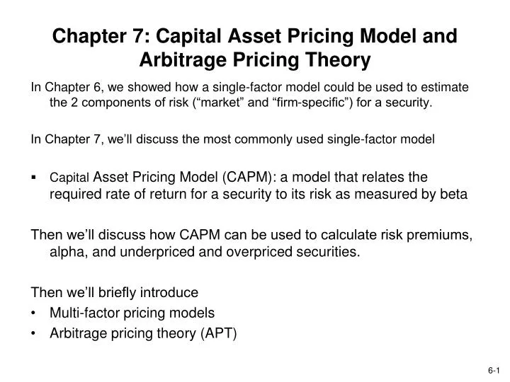 chapter 7 capital asset pricing model and arbitrage pricing theory