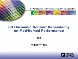 LO Harmonic Content Dependency on Mod/Demod Performance